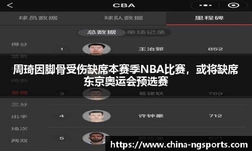 周琦因脚骨受伤缺席本赛季NBA比赛，或将缺席东京奥运会预选赛